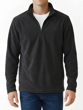 Champion Gray 1/4 Zip Fleece Sports Wear Sweatshirt Size L